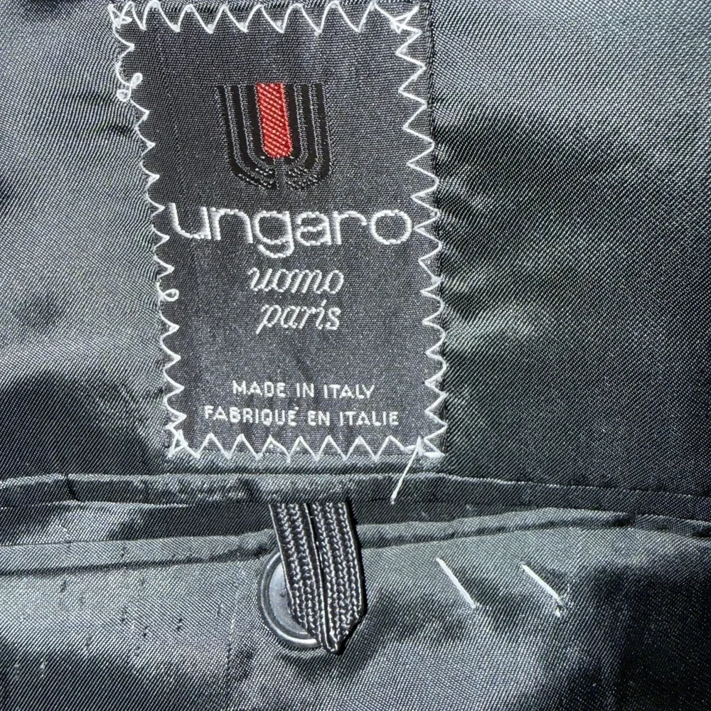 Ungaro Uomo Blazer Mens 44L Gray Pinstripe Wool Double Breasted Made Italy - Picture 10 of 13